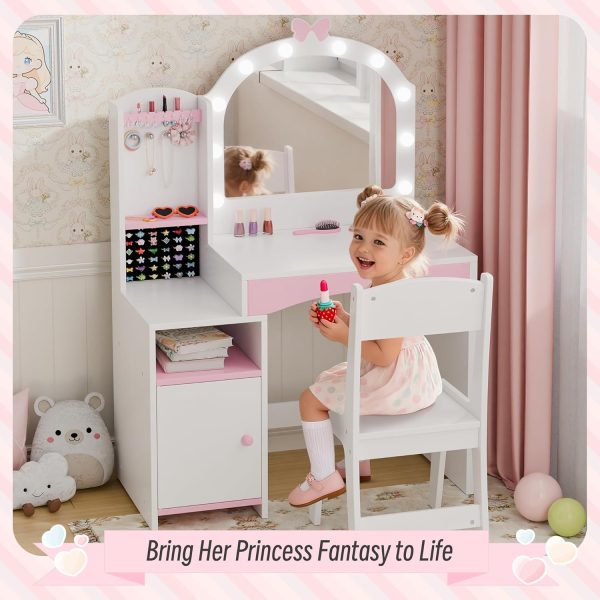 Tolead Kids Vanity Table Pink MDF Design-7