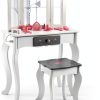 Kids Vanity Mirror Set Costzon MDF Wood Design-0