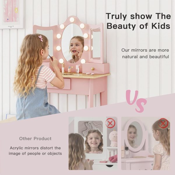 labebe Kids Vanity White Wood Dress-Up Mirror-3