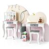 Kids Vanity Mirror Set Costzon MDF Wood Design-6