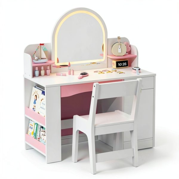 Teckid Kids Vanity Mirror Engineered Wood Lighted-7