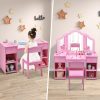 INFANS Kids Wooden Vanity Table White with Chair-1
