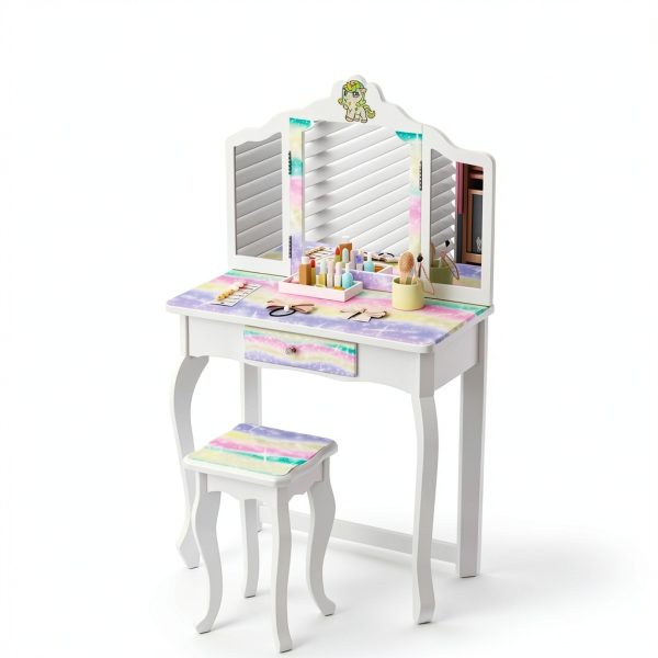 JOYMOR Kids Fluorescent Unicorn Vanity Table-1