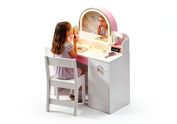 Teckid Kids Vanity Mirror Engineered Wood Lighted-5