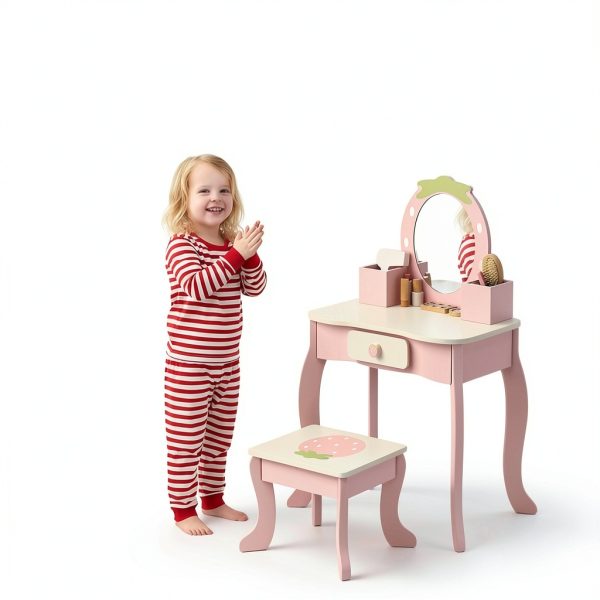 TOOKYTOY Strawberry Kids Vanity Engineered Wood-7