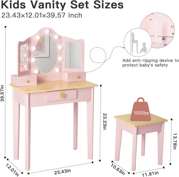 labebe Kids Vanity White Wood Dress-Up Mirror-6