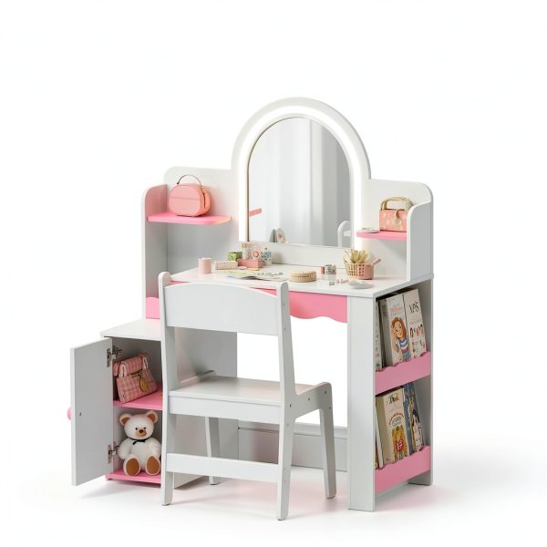 Princess Girls Vanity Set Pink White Kids Vanity-4