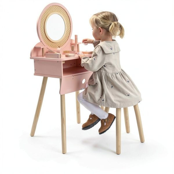 Kids Vanity Set Wood Frame TOOKYTOY Home Decor-2