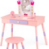 Costzon Castle-Shaped Kids Vanity Table-0