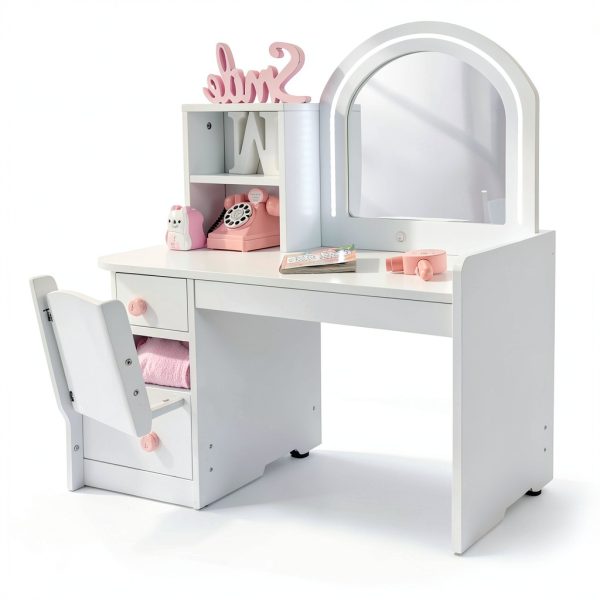 Girls Vanity Set White Engineered Wood Home Decor-1