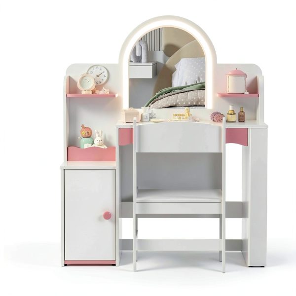 Princess Girls Vanity Set Pink White Kids Vanity-8
