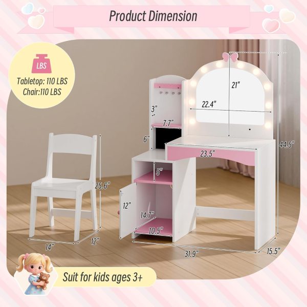 Tolead Kids Vanity Table Pink MDF Design-6