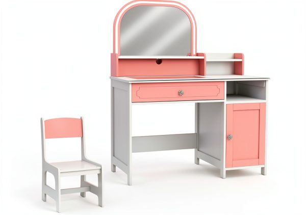 Kids Vanity Set TaoHFE Engineered Wood Pink Girls-5