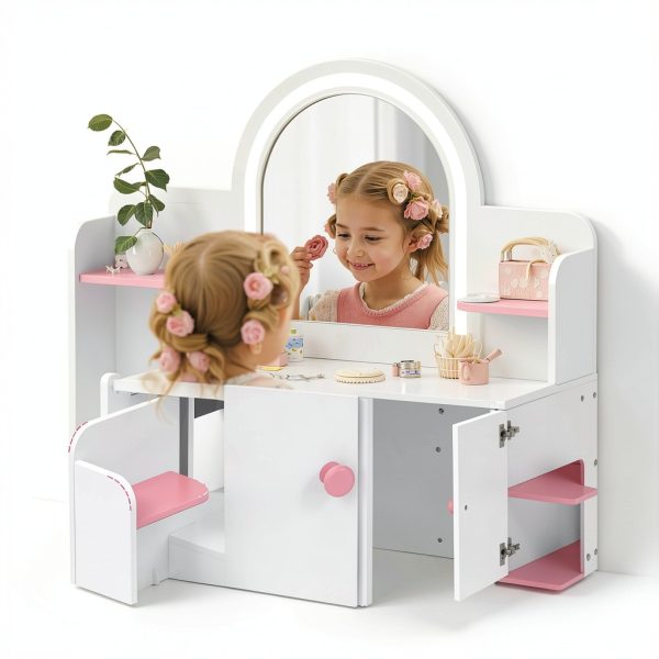 Princess Girls Vanity Set Pink White Kids Vanity-3