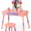 Costzon Castle-Shaped Kids Vanity Table-0