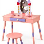 Costzon Castle-Shaped Kids Vanity Table-0