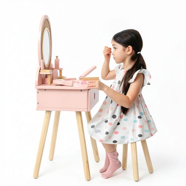 Kids Vanity Set Wood Frame TOOKYTOY Home Decor-5