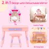 Costzon Castle-Shaped Kids Vanity Table-6