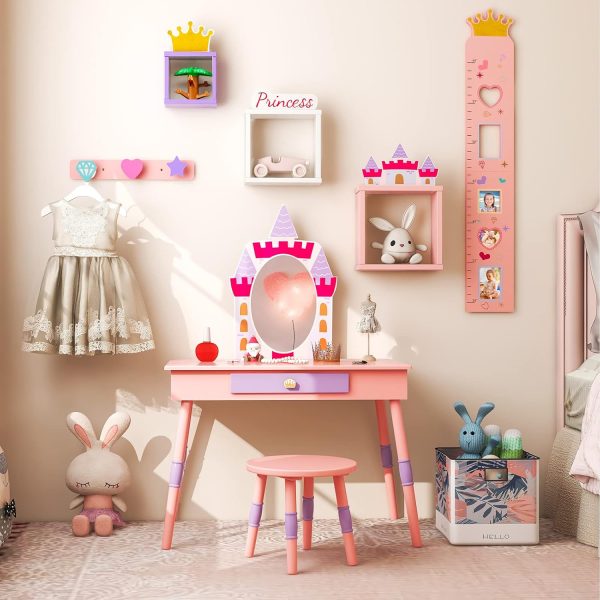 Costzon Castle-Shaped Kids Vanity Table-1