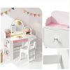 Teckid Kids Vanity Mirror Engineered Wood Lighted-4