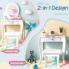 Kids Vanity Set Costzon White Acrylic Mirror-3