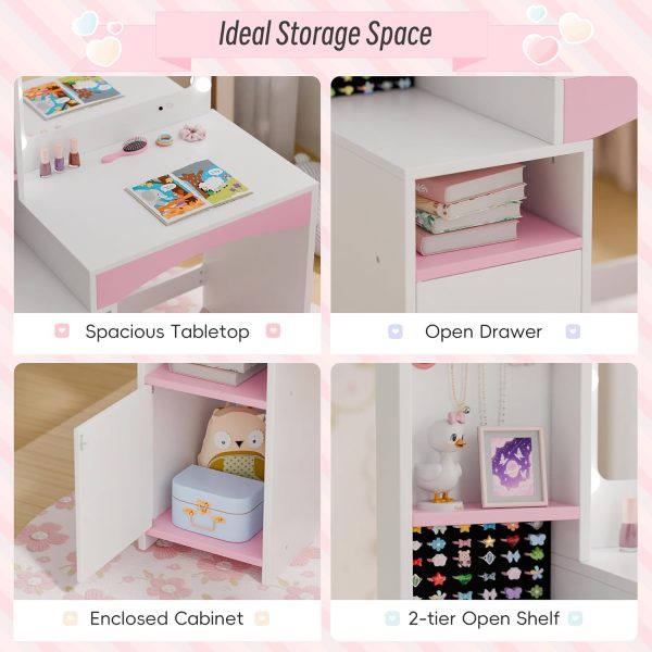 Tolead Kids Vanity Table Pink MDF Design-3