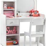 Girls Vanity Set White Engineered Wood Home Decor-0