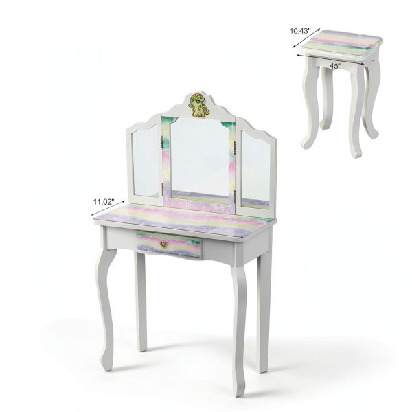 JOYMOR Kids Fluorescent Unicorn Vanity Table-6