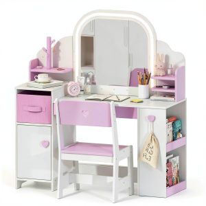 Kids Makeup Vanity Frogprin MDF Lighted Mirror-0