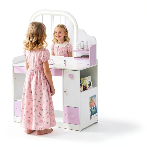 Kids Makeup Vanity Frogprin MDF Lighted Mirror-3
