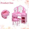 INFANS Kids Wooden Vanity Table White with Chair-6