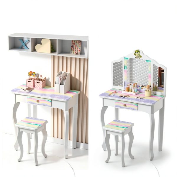 JOYMOR Kids Fluorescent Unicorn Vanity Table-2