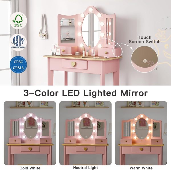 labebe Kids Vanity White Wood Dress-Up Mirror-1