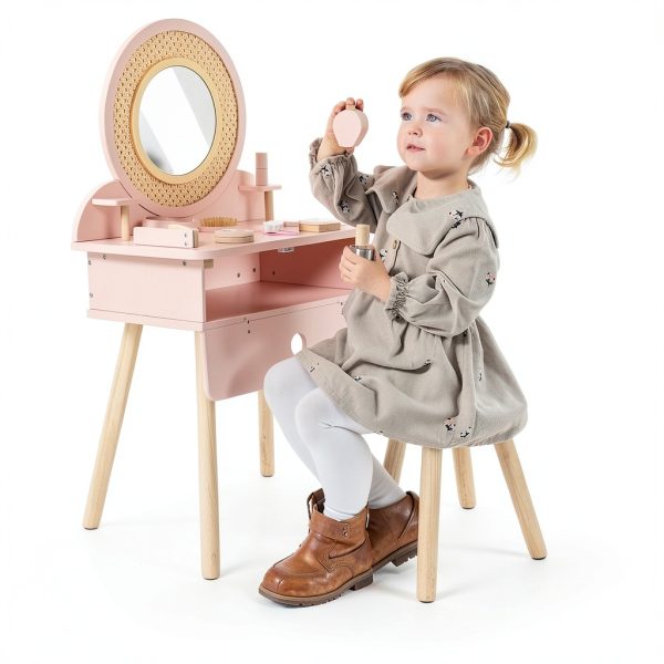 Kids Vanity Set Wood Frame TOOKYTOY Home Decor-1