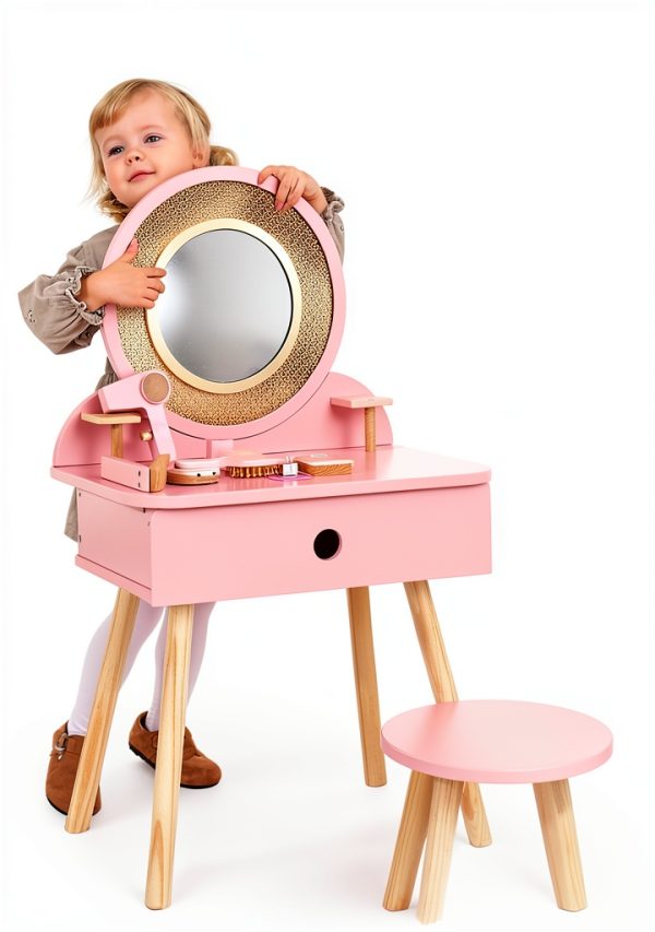 Kids Vanity Set Wood Frame TOOKYTOY Home Decor-4