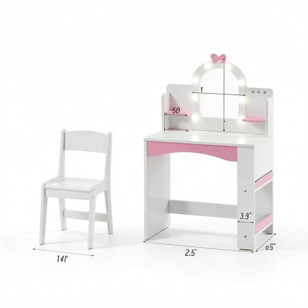 Tolead Pink White Kids Vanity Set-6