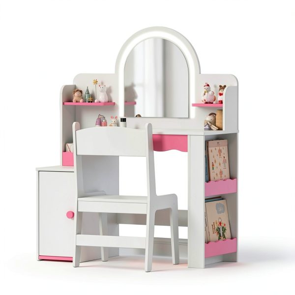 Princess Girls Vanity Set Pink White Kids Vanity-7