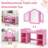 INFANS Kids Wooden Vanity Table White with Chair-2