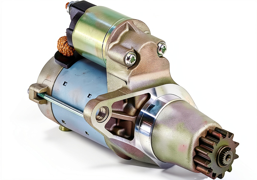 DynaVim 12V starter installed in a vehicle engine bay