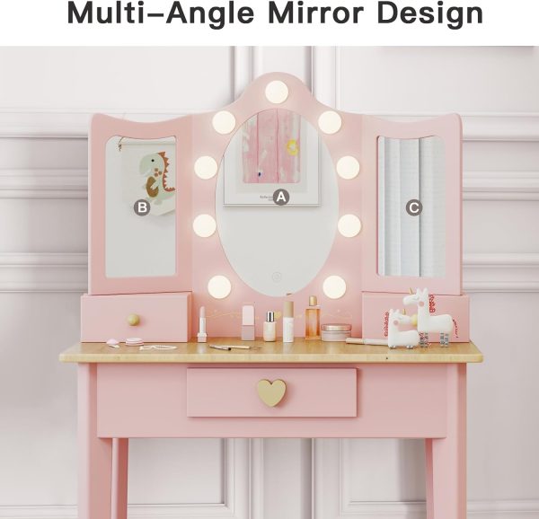 labebe Kids Vanity White Wood Dress-Up Mirror-7