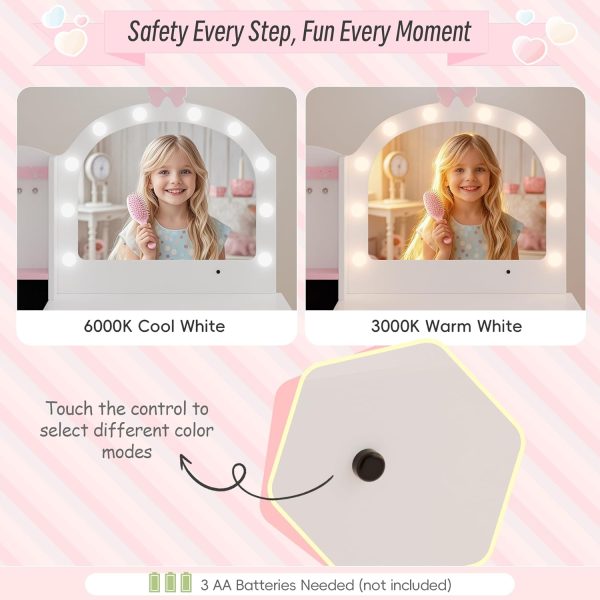Tolead Kids Vanity Table Pink MDF Design-4