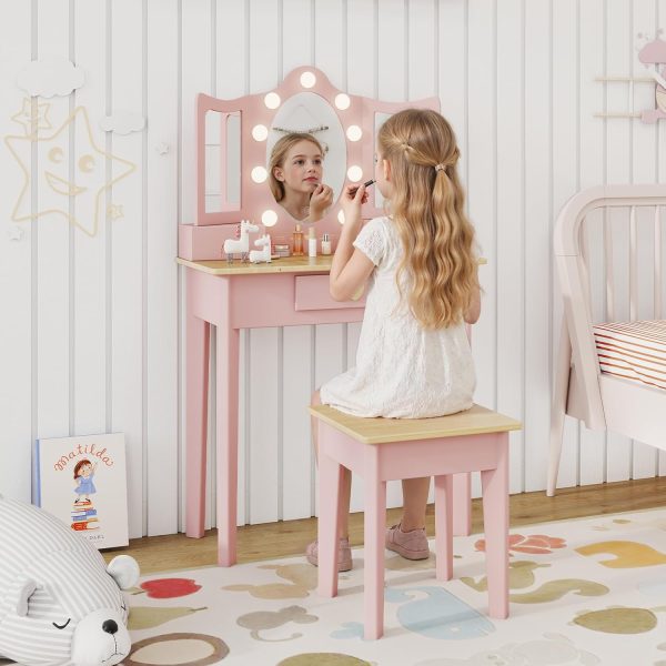 labebe Kids Vanity White Wood Dress-Up Mirror-8