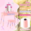 Costzon Castle-Shaped Kids Vanity Table-4