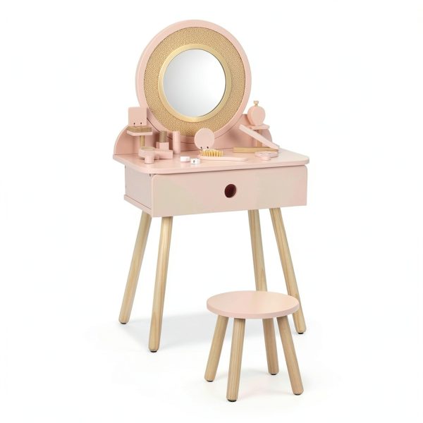 Kids Vanity Set Wood Frame TOOKYTOY Home Decor-6