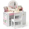 Teckid Kids Vanity Mirror Engineered Wood Lighted-0