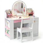 Teckid Kids Vanity Mirror Engineered Wood Lighted-0