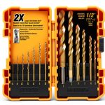 DEWALT DW1341 14-piece titanium nitride speed tip drill bit set for-0