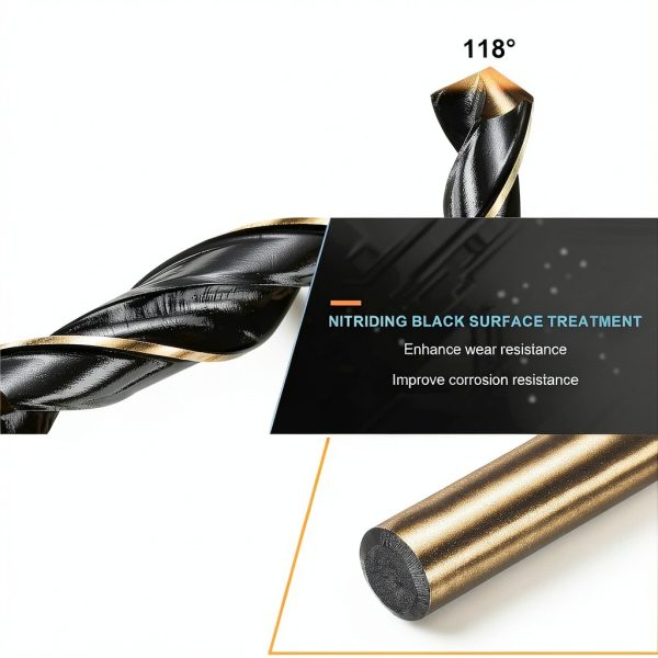 PATIKIL 5mm Drill Bit, Jobber Straight Shank M2 High-Speed Steel 118° Nitriding Black and Gold Finish for Stainless Steel Hard Metal - 6 Pack-3